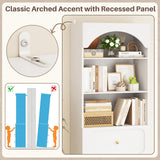 80'' Tall Bookcase with Drawers, Arched Wooden Bookshelf with Open Shelves & Storage for Living Room, Office & Bedroom