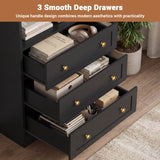 80" Bookshelf with 3 Drawers, Tall Bookcase with Thickened Top Panel and 3-Tier Open Shelves