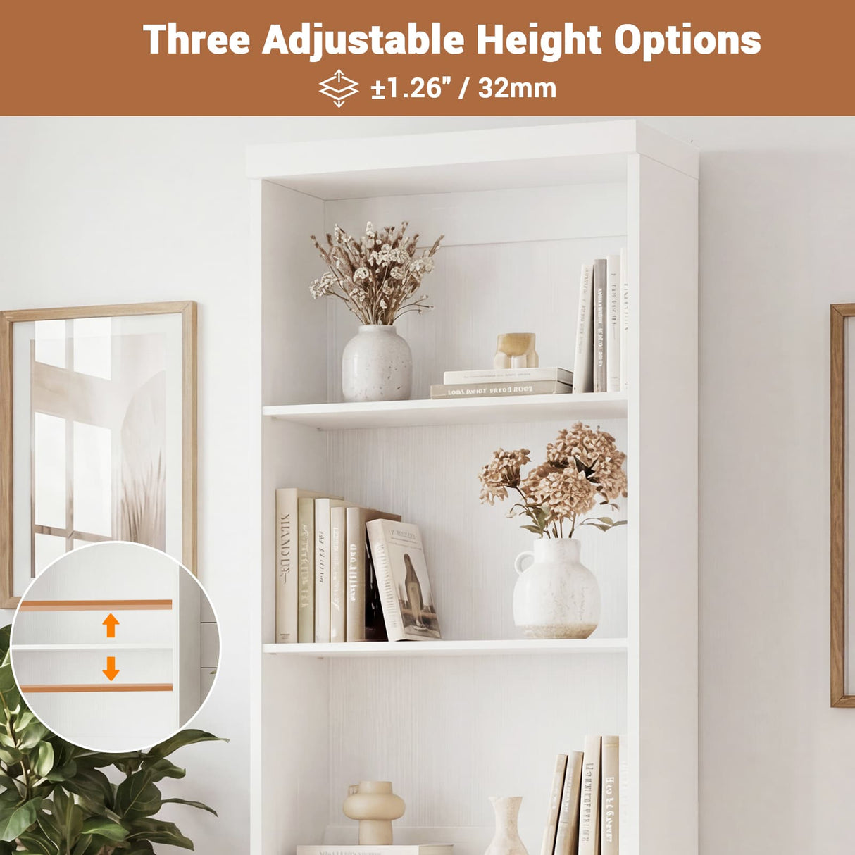 80" Bookshelf with 3 Drawers, Tall Bookcase with Thickened Top Panel and 3-Tier Open Shelves