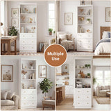 80" Bookshelf with 3 Drawers, Tall Bookcase with Thickened Top Panel and 3-Tier Open Shelves