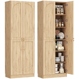 80'' Tall Farmhouse Pantry Cabinet with Arched Doors, Adjustable Shelves & Storage, 2 Packs