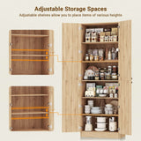 80'' Tall Farmhouse Pantry Cabinet with Arched Doors, Adjustable Shelves & Storage, Wooden Cabinet for Kitchen, Bathroom & Living Room