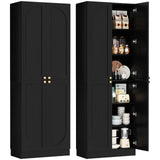 80'' Tall Farmhouse Pantry Cabinet with Arched Doors, Adjustable Shelves & Storage, 2 Packs
