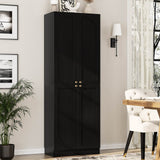 80'' Tall Farmhouse Pantry Cabinet with Arched Doors, Adjustable Shelves & Storage, Wooden Cabinet for Kitchen, Bathroom & Living Room