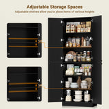 80'' Tall Farmhouse Pantry Cabinet with Arched Doors, Adjustable Shelves & Storage, Wooden Cabinet for Kitchen, Bathroom & Living Room