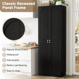 80'' Tall Farmhouse Pantry Cabinet with Arched Doors, Adjustable Shelves & Storage, Wooden Cabinet for Kitchen, Bathroom & Living Room