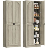 80'' Tall Farmhouse Pantry Cabinet with Arched Doors, Adjustable Shelves & Storage, 2 Packs