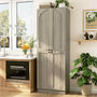 80'' Tall Farmhouse Pantry Cabinet with Arched Doors, Adjustable Shelves & Storage, Wooden Cabinet for Kitchen, Bathroom & Living Room