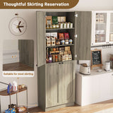 80'' Tall Farmhouse Pantry Cabinet with Arched Doors, Adjustable Shelves & Storage, Wooden Cabinet for Kitchen, Bathroom & Living Room