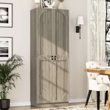 80'' Tall Farmhouse Pantry Cabinet with Arched Doors, Adjustable Shelves & Storage, Wooden Cabinet for Kitchen, Bathroom & Living Room