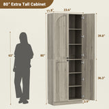 80'' Tall Farmhouse Pantry Cabinet with Arched Doors, Adjustable Shelves & Storage, 2 Packs