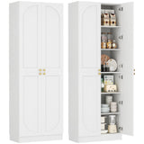 80'' Tall Farmhouse Pantry Cabinet with Arched Doors, Adjustable Shelves & Storage, 2 Packs