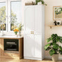 80'' Tall Farmhouse Pantry Cabinet with Arched Doors, Adjustable Shelves & Storage, Wooden Cabinet for Kitchen, Bathroom & Living Room
