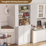 80'' Tall Farmhouse Pantry Cabinet with Arched Doors, Adjustable Shelves & Storage, 2 Packs