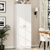 80'' Tall Farmhouse Pantry Cabinet with Arched Doors, Adjustable Shelves & Storage, Wooden Cabinet for Kitchen, Bathroom & Living Room