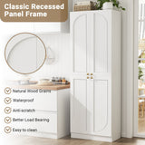 80'' Tall Farmhouse Pantry Cabinet with Arched Doors, Adjustable Shelves & Storage, Wooden Cabinet for Kitchen, Bathroom & Living Room
