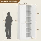 80'' Tall Farmhouse Pantry Cabinet with Arched Doors, Adjustable Shelves & Storage, Wooden Cabinet for Kitchen, Bathroom & Living Room