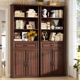 80'' Tall Farmhouse Bookcase with Storage Cabinet & Drawer, 2 Packs