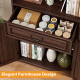 80'' Tall Farmhouse Bookcase with Storage Cabinet & Drawer, 2 Packs