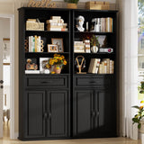 80'' Tall Farmhouse Bookcase with Storage Cabinet & Drawer, 2 Packs