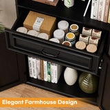 80'' Tall Farmhouse Bookcase with Doors & Drawer, Wooden Storage Cabinet with Shelves, Display Bookshelf for Living Room, Office & Kitchen