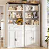 80'' Tall Farmhouse Bookcase with Storage Cabinet & Drawer, 2 Packs