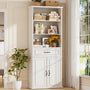 80'' Tall Farmhouse Bookcase with Doors & Drawer, Wooden Storage Cabinet with Shelves, Display Bookshelf for Living Room, Office & Kitchen