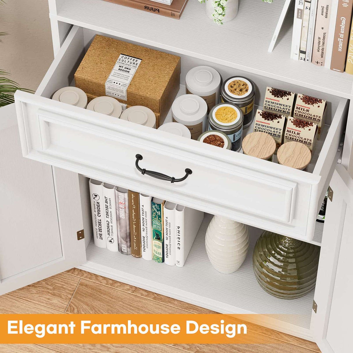 80'' Tall Farmhouse Bookcase with Storage Cabinet & Drawer, 2 Packs