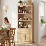 80'' Tall Bookcase with Drawer, Cabinet, and 3-Tier Open Shelves