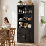 80'' Tall Bookcase with Drawer, Cabinet, and 3-Tier Open Shelves