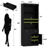 80'' Tall Bookcase with Drawer, Cabinet, and 3-Tier Open Shelves
