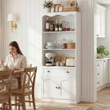 80'' Tall Bookcase with Drawer, Cabinet, and 3-Tier Open Shelves