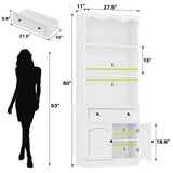 80'' Tall Bookcase with Drawer, Cabinet, and 3-Tier Open Shelves