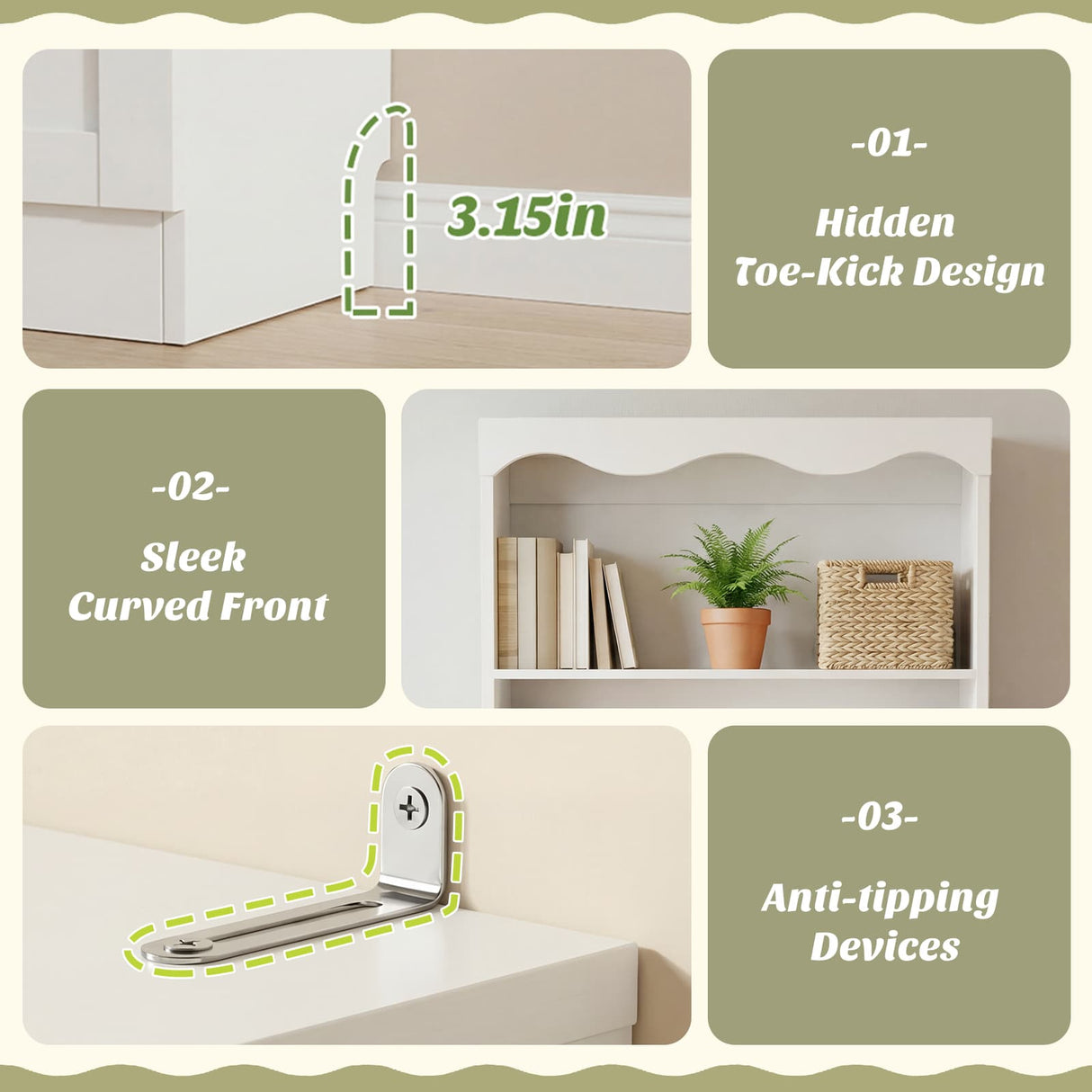 80'' Tall Bookcase with Drawer, Cabinet, and 3-Tier Open Shelves