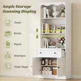 80'' Tall Bookcase with Drawer, Cabinet, and 3-Tier Open Shelves