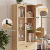 80" Tall Pantry Cabinet for Kitchen Storage, Pantry Cabinet with Glass Doors & 3 Drawers