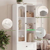 80" Tall Pantry Cabinet for Kitchen Storage, Pantry Cabinet with Glass Doors & 3 Drawers