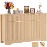 55'' Fluted Sideboard Cabinet with Drawers & Shelves, Modern Buffet Cabinet for Kitchen, Coffee Bar & Entryway Storage