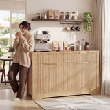 55'' Fluted Sideboard Cabinet with Drawers & Shelves, Modern Buffet Cabinet for Kitchen, Coffee Bar & Entryway Storage