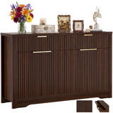 55'' Fluted Sideboard Cabinet with Drawers & Shelves, Modern Buffet Cabinet for Kitchen, Coffee Bar & Entryway Storage