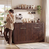 55'' Fluted Sideboard Cabinet with Drawers & Shelves, Modern Buffet Cabinet for Kitchen, Coffee Bar & Entryway Storage