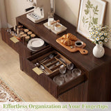 55'' Fluted Sideboard Cabinet with Drawers & Shelves, Modern Buffet Cabinet for Kitchen, Coffee Bar & Entryway Storage