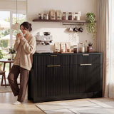 55'' Fluted Sideboard Cabinet with Drawers & Shelves, Modern Buffet Cabinet for Kitchen, Coffee Bar & Entryway Storage