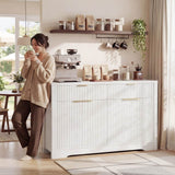 55'' Fluted Sideboard Cabinet with Drawers & Shelves, Modern Buffet Cabinet for Kitchen, Coffee Bar & Entryway Storage