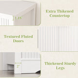 55'' Fluted Sideboard Cabinet with Drawers & Shelves, Modern Buffet Cabinet for Kitchen, Coffee Bar & Entryway Storage