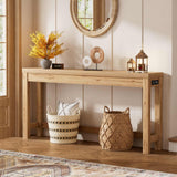 Narrow Console Table with Charging Station, Slim Sofa Table with Outlets & USB Ports, Entryway Table for Living Room & Hallway