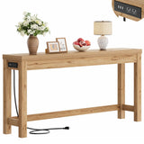 Narrow Console Table with Charging Station, Slim Sofa Table with Outlets & USB Ports, Entryway Table for Living Room & Hallway