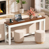 Narrow Console Table with Charging Station, Slim Sofa Table with Outlets & USB Ports, Entryway Table for Living Room & Hallway