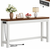 Narrow Console Table with Charging Station, Slim Sofa Table with Outlets & USB Ports, Entryway Table for Living Room & Hallway