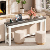 Narrow Console Table with Charging Station, Slim Sofa Table with Outlets & USB Ports, Entryway Table for Living Room & Hallway